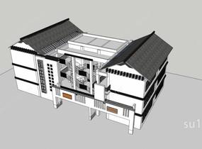 中式 教学楼 办公楼SU模型