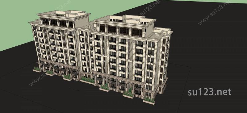 古典风格多层公寓SU模型下载草图大师sketchup模型