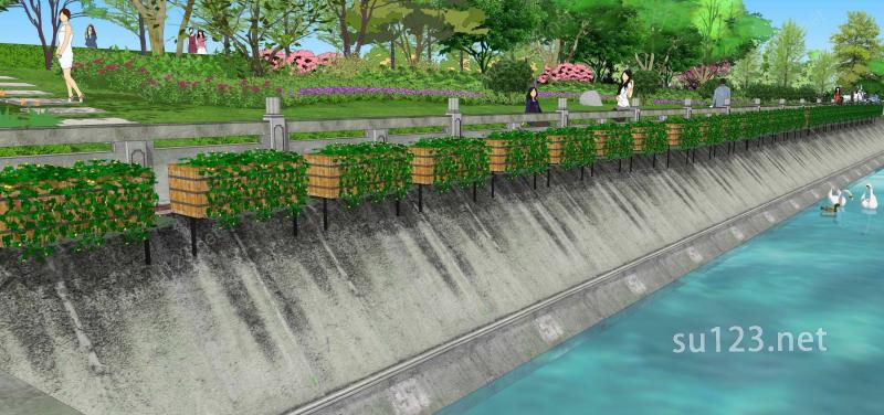 滨河改造项目SU模型