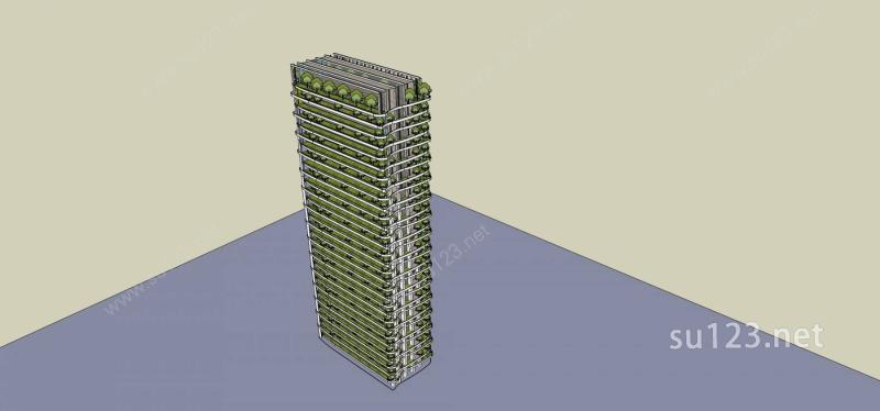 高层生态住宅楼SU模型下载草图大师sketchup模型
