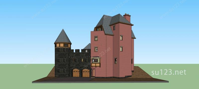 英式城堡SU模型下载草图大师sketchup模型