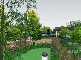 现代特色农家乐生态园园林景观建筑su精细模型SU模型