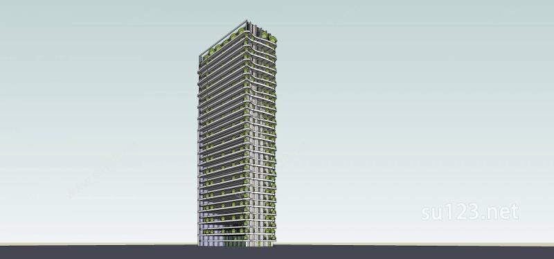 高层生态住宅楼SU模型