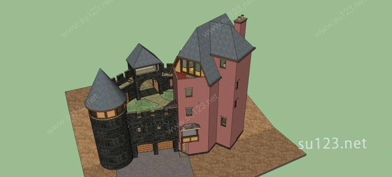 英式城堡SU模型下载草图大师sketchup模型