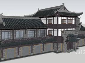 中式商业楼SU模型