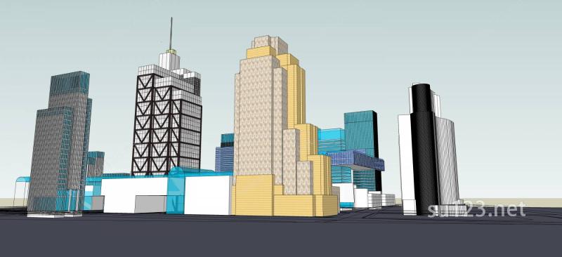 现代风格城市中心规划SU模型