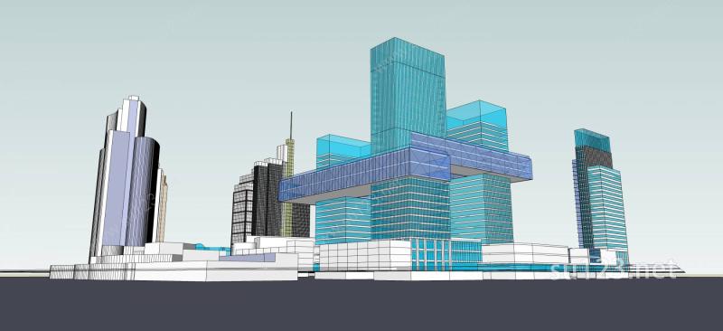 现代风格城市中心规划SU模型下载草图大师sketchup模型