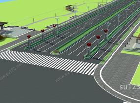 中式道路绿化景观设计方案（超精细）SU模型