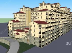 西班牙风格高层住宅SU模型