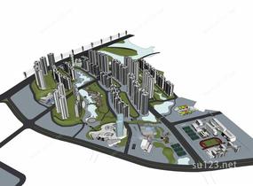 广东省清远市居住区规划SU模型