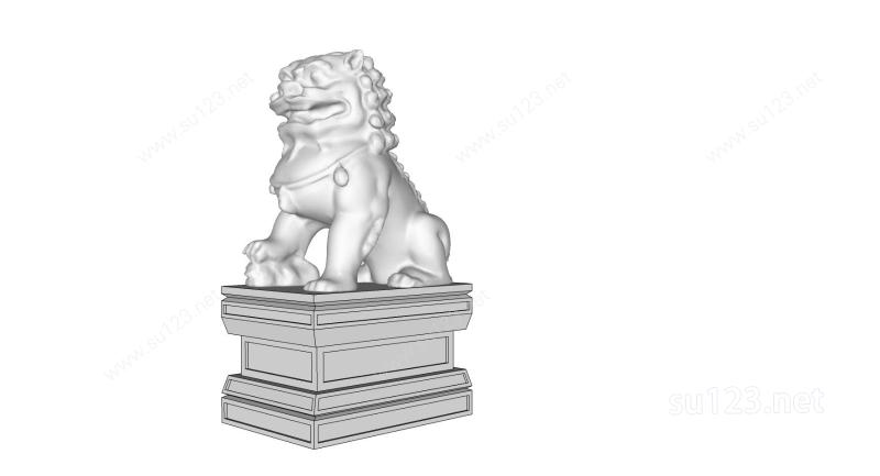 石狮子动物雕塑2SU模型
