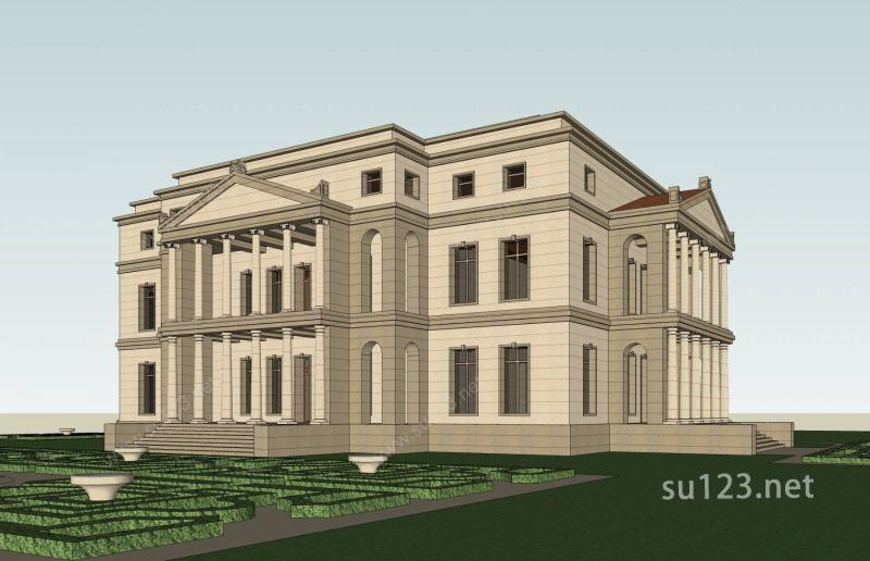 欧式市政厅SU模型下载草图大师sketchup模型