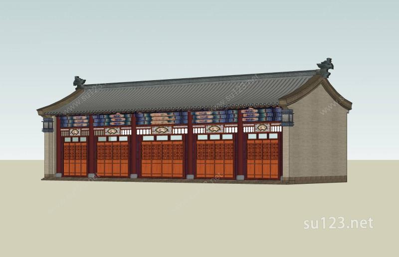 中式住宅楼SU模型