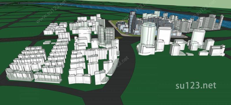 沿海城市规划SU模型