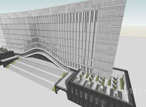 现代风格大学图书馆建筑sketchup模型SU模型
