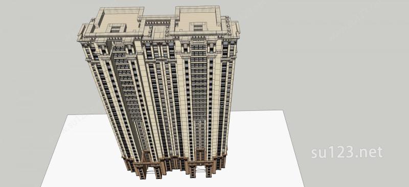 新古典高层住宅SU模型下载草图大师sketchup模型