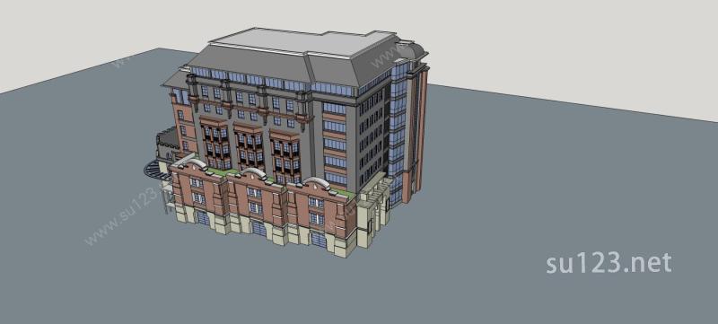 欧式多层商业住宅楼SU模型下载草图大师sketchup模型