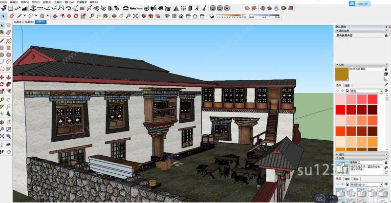 藏族庭院建筑SU模型