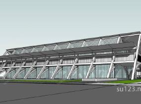 现代简约风格客运站建筑模型SU模型