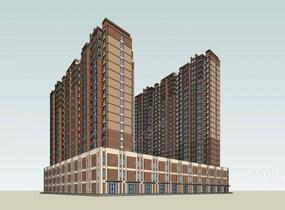 现代高层商业住宅公寓SU模型