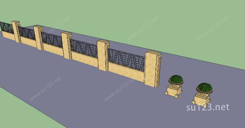 建筑构件-围墙SU模型