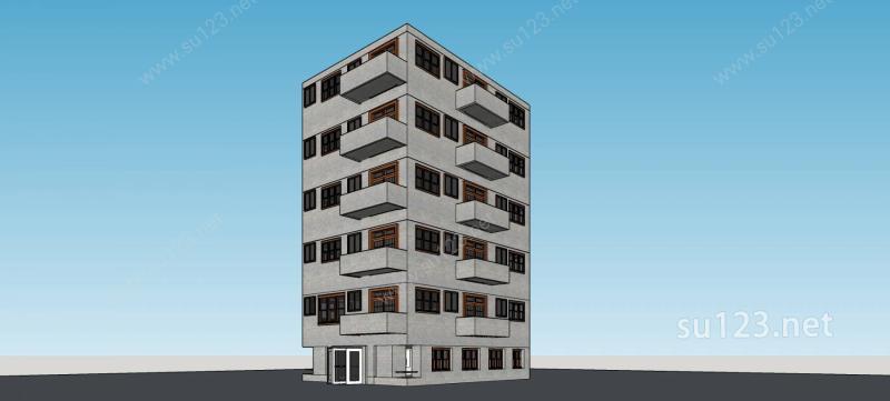 现代多层住宅公寓SU模型