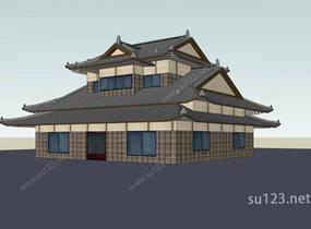 日式住宅楼SU模型