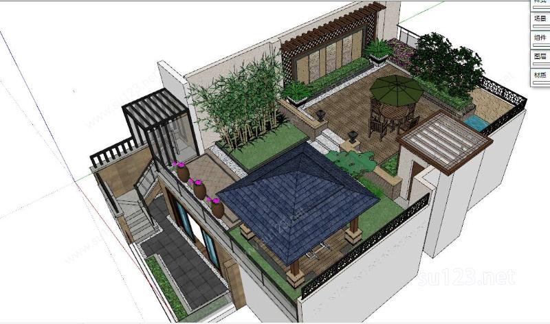 别墅屋顶花园SU模型
