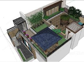 别墅屋顶花园SU模型