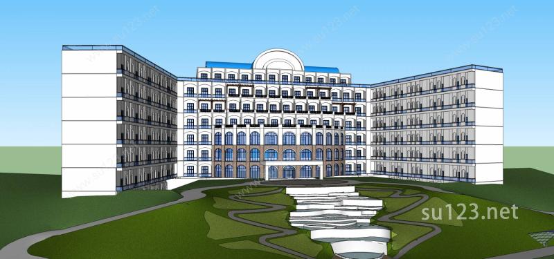 希腊风格酒店SU模型下载草图大师sketchup模型
