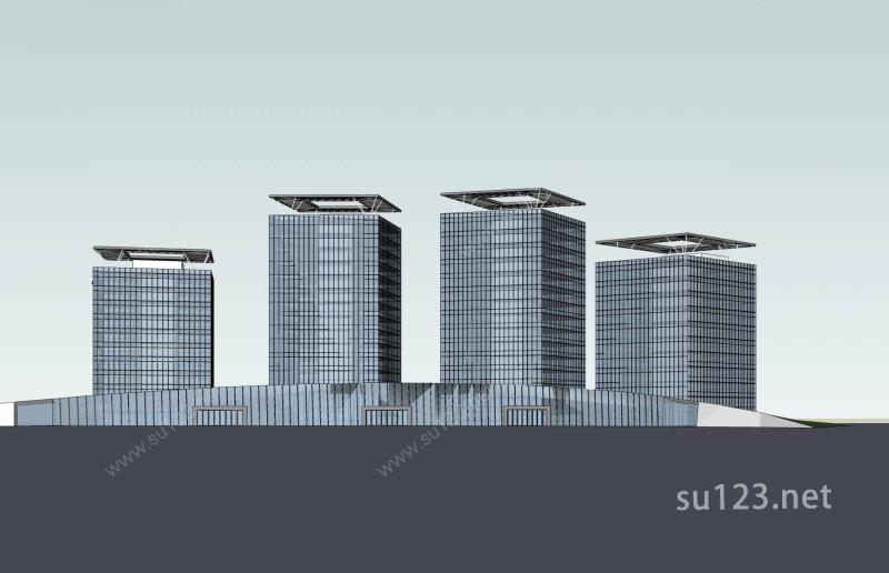 现代高层商业办公楼SU模型下载草图大师sketchup模型