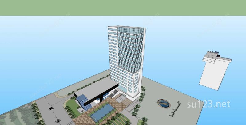 现代高层商业酒店SU模型下载草图大师sketchup模型