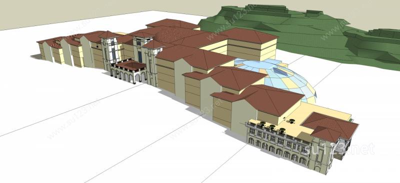 欧式风格酒店规划SU模型下载草图大师sketchup模型