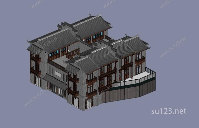 中式小酒楼SU模型