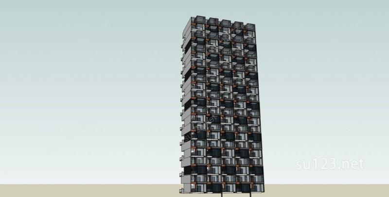 高层现代公寓SU模型