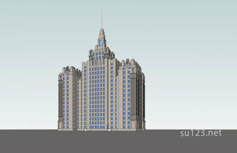 欧式高层办公楼SU模型下载草图大师sketchup模型