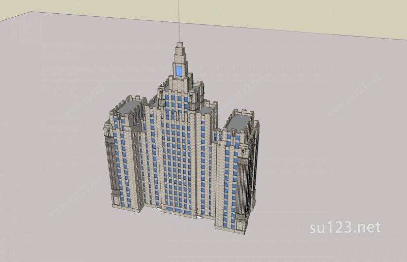 欧式高层办公楼SU模型下载草图大师sketchup模型