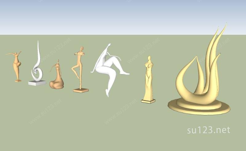 抽象铜人雕塑模型SU模型