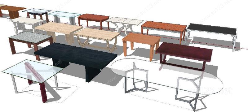 长形餐桌2SU模型下载草图大师sketchup模型