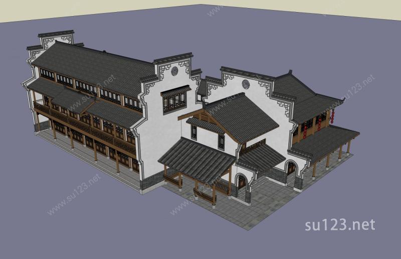 中式小酒楼SU模型下载草图大师sketchup模型