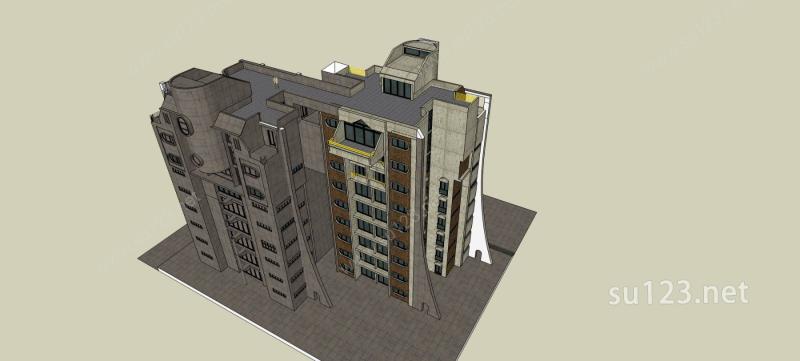 现代小高层住宅公寓SU模型