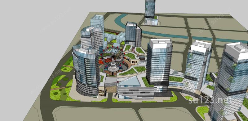 城市规划商业办公酒店集群综合体SU模型