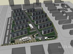 现代商业住宅小区SU模型