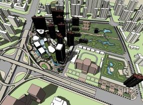 大型居住区和大型商业综合体精细模型SU模型