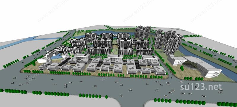 居住区规划1SU模型下载草图大师sketchup模型