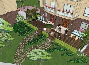 现代住宅庭院景观12SU模型