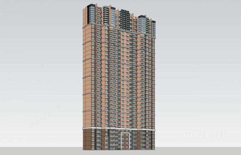 新古典高层住宅楼SU模型