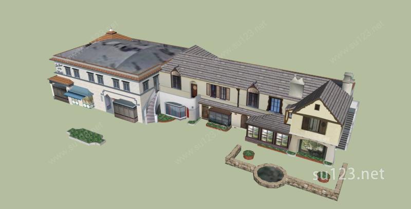 欧式住宅楼SU模型下载草图大师sketchup模型