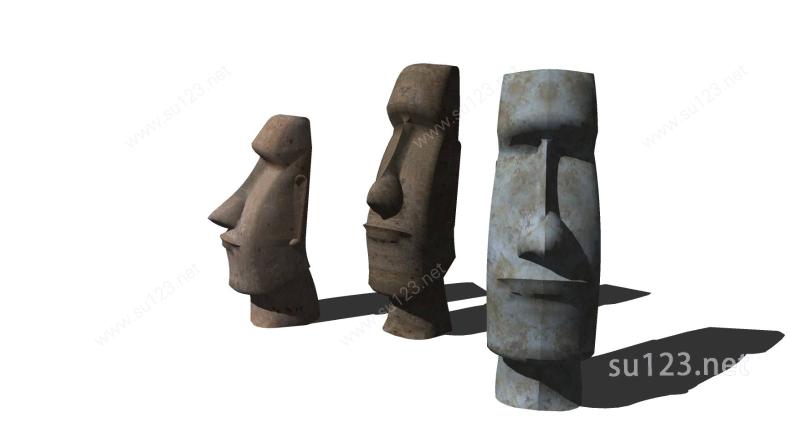 现代人脸抽象雕塑设计SU模型