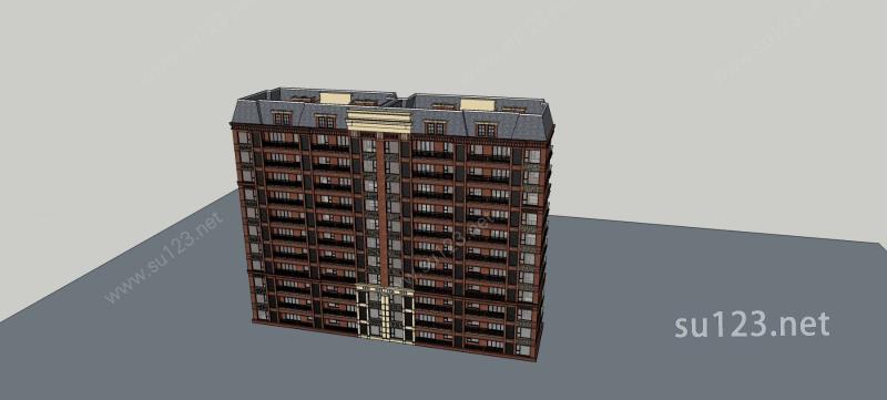 欧式小高层住宅公寓SU模型
